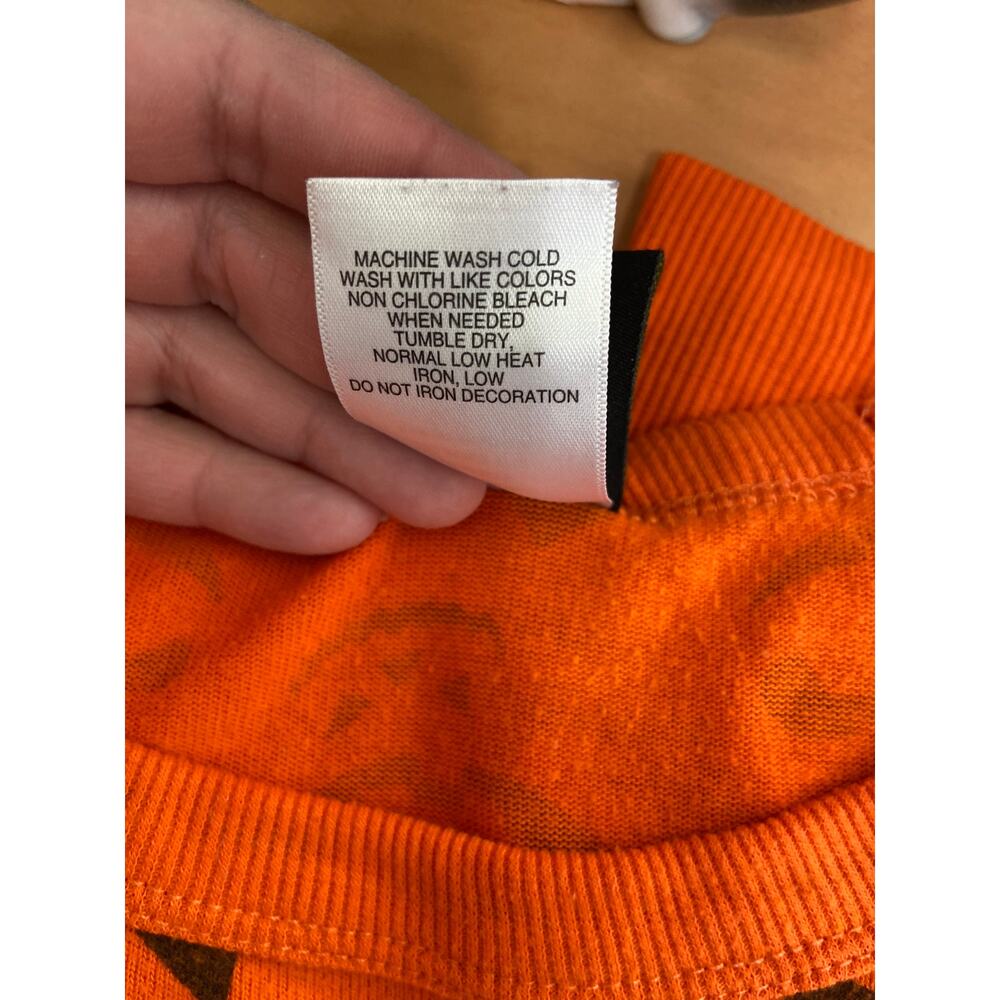 Halloween Pumpkin Jack-o-lantern lightweight Orange Sweatshirt Size Large Girls - Picture 8 of 9